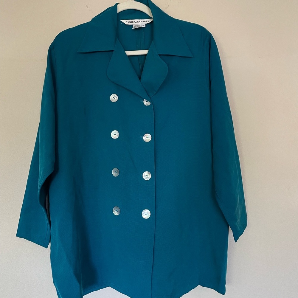 CLOSING SALE! Annie Alexander Silk Turquoise Blazer M